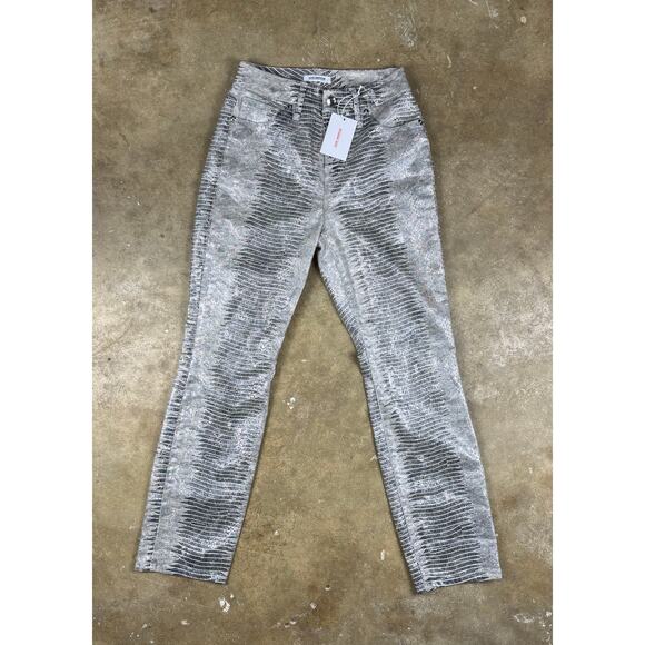 NWT Good American Snake Print Pants Women’s Size 2 Straight Leg Metallic Y2K - Picture 1 of 14